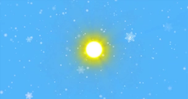 Neve reale, neve che cade e sole isolato su sfondo blu in 4K da utilizzare per comporre, grafica del movimento, fiocchi di neve grandi e piccoli, neve che cade isolata, etereo, intenso, tempesta — Video Stock