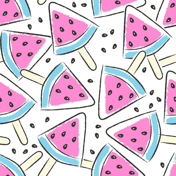 - Sanat. Beyaz arka planda tatlı bir karpuz deseni. Kıyafetler için modern tarzda resim çizimi