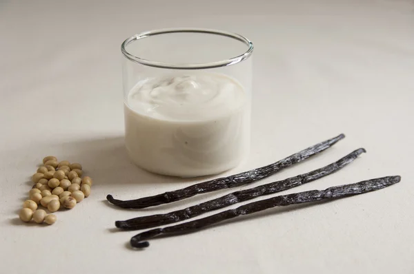 Close-up view of organic Vanilla Soy Yogurt — Stock Photo, Image