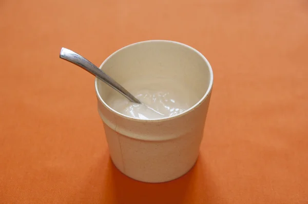有机大豆酸奶的特写视图 — 图库照片