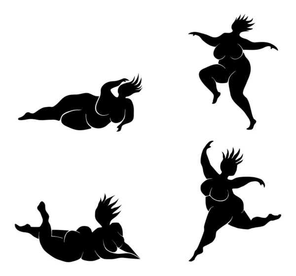 Silhouette de grosse femme — Image vectorielle