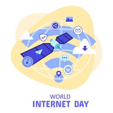 İnternet ağındaki çeşitli ilişkilerin resimleriyle dolu dünya İnternet Günü