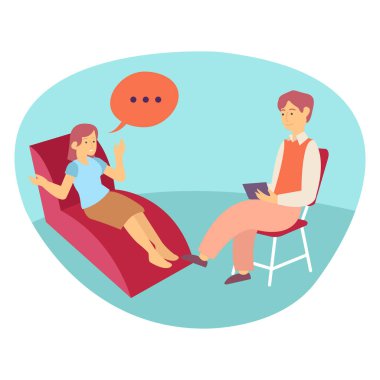A psychologist is listening to a story from a client clipart