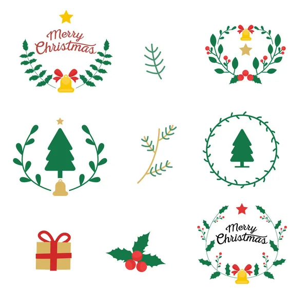 Elementos Navideños Con Varias Ilustraciones Relacionadas Con Celebración Navidad — Vector de stock