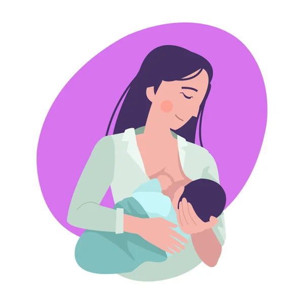 Mother Breastfeeding Her Newborn — Stock Vector