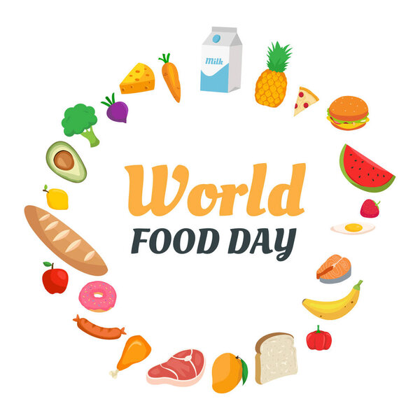 World food day concept with a variety of colorful foods and fruits