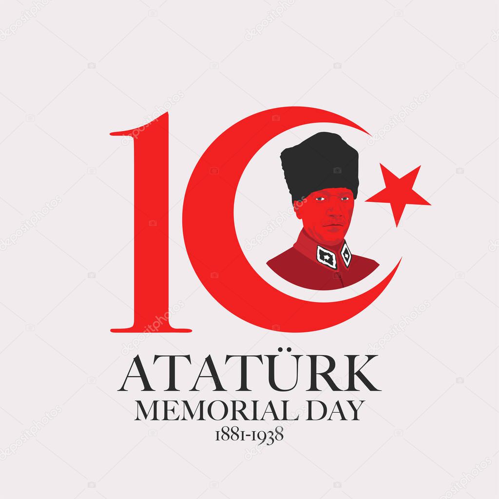 Flat design of ataturk memorial day with interesting text