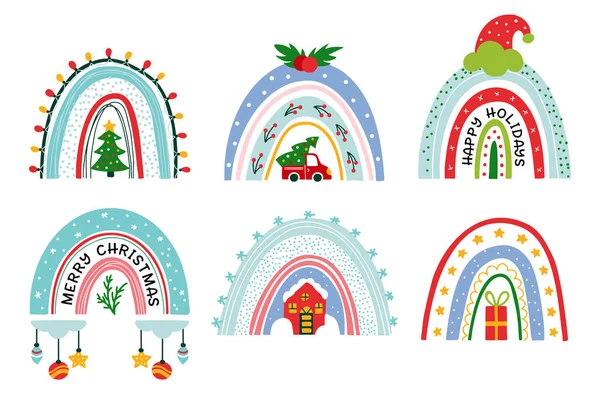 Navidad arco iris vector conjunto de Navidad Patrón de invierno — Archivo Imágenes Vectoriales