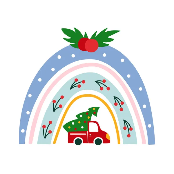 Navidad arco iris vector ilustración Navidad Patrón de invierno — Archivo Imágenes Vectoriales