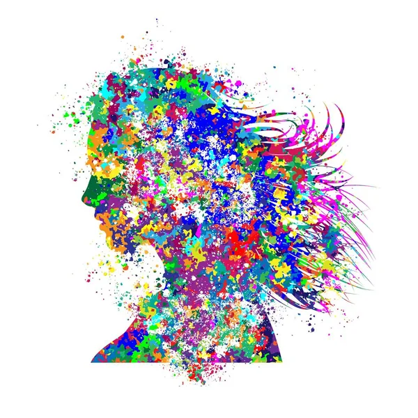 Women Beauty Face Splashed Wall Art Digital Print — 图库矢量图片
