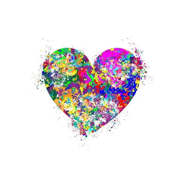 Colorful Splashed Heart Illustration Wall Art Design Digita Print — Stockový vektor