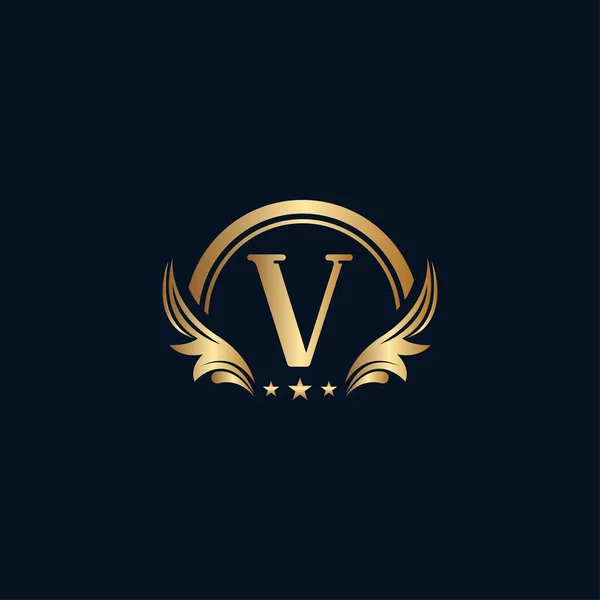 Luxus Buchstabe Logo Königliches Gold Stern — Stockvektor