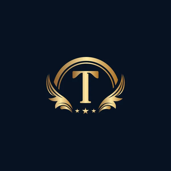 Розкішний Лист Логотип Королівської Золотої Зірки — стоковий вектор