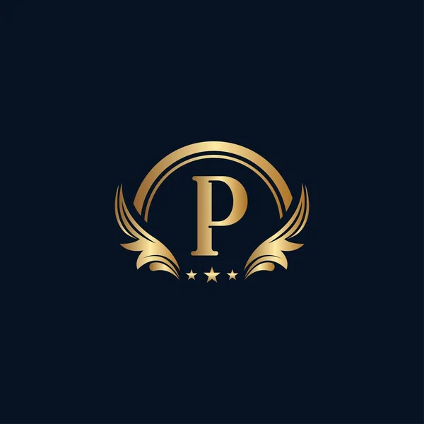Luxury Letter Logo Royal Gold Star — Stock Vector
