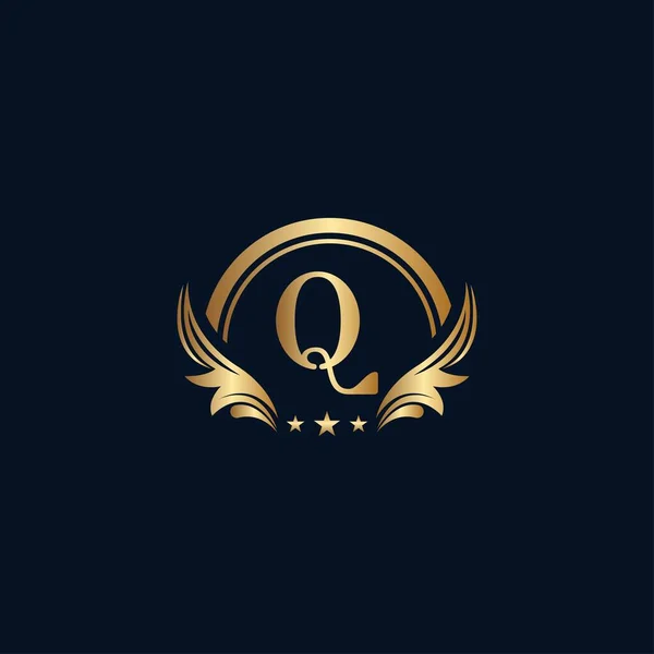 豪华字母Q标志皇家金星 — 图库矢量图片