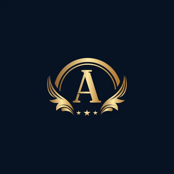 Luksusowa Litera Logo Królewskiej Złotej Gwiazdy — Wektor stockowy