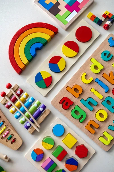 Montessori Anyag Lapos Fekvés Másold Helyet Fogantatás Gyerekek Tanulás Játék — Stock Fotó