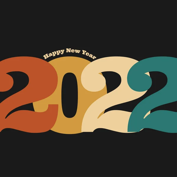 2022 Happy New Year Numbers Minimalist Style Vector Linear Numbers — Stock Vector