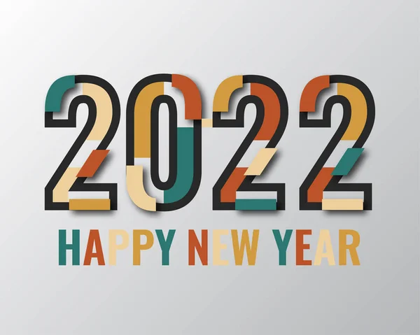 2022 Feliz Año Nuevo Números Estilo Vector Números Lineales Diseño — Vector de stock