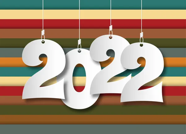 2022 Felice Anno Nuovo Numeri Stile Carta Numeri Lineari Vettoriali — Vettoriale Stock