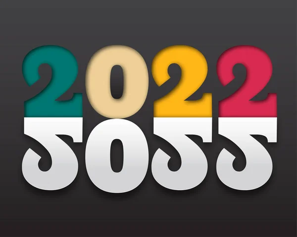 2022 Mutlu Yıllar Sayılar Kağıt Stili Vektör Doğrusal Sayılar Tebrik — Stok Vektör
