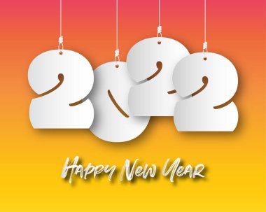 2022 mutlu yıllar. Sayılar kağıt stili. vektör doğrusal sayılar. Tebrik kartı tasarımı. vektör illüstrasyonu.