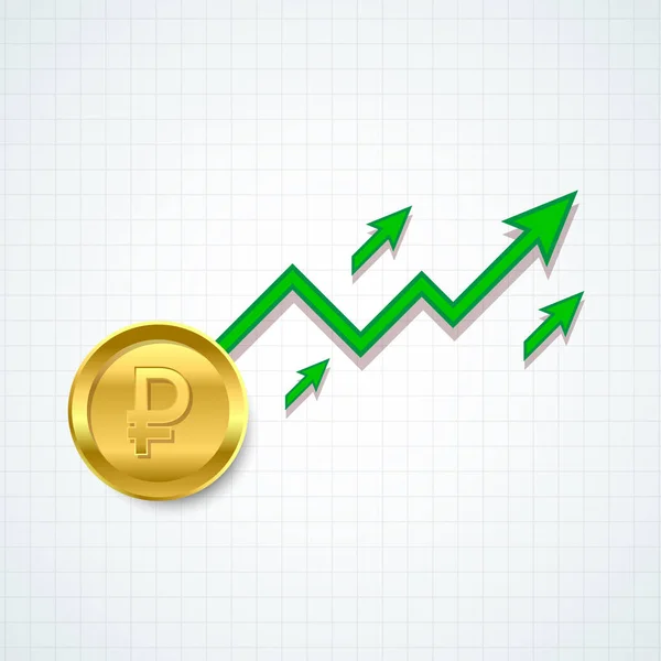 Rouble Russe Hausse Verte Flèche Économie Illustration Vectorielle — Image vectorielle