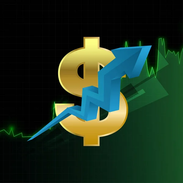 Blauer Dollar Aufstiegspfeil Der Wirtschaft Vektorillustration — Stockvektor