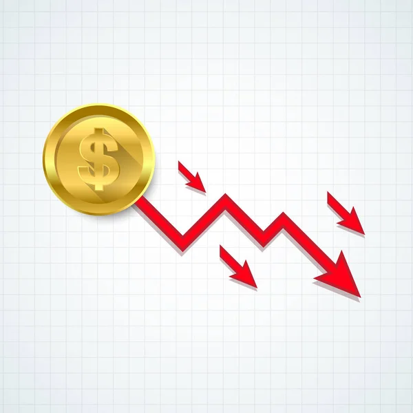 Dollar Red Downfall Crisis Economy Vector Illustration — Stockvector