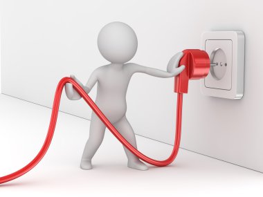 adam tutarak elektrik kablosu
