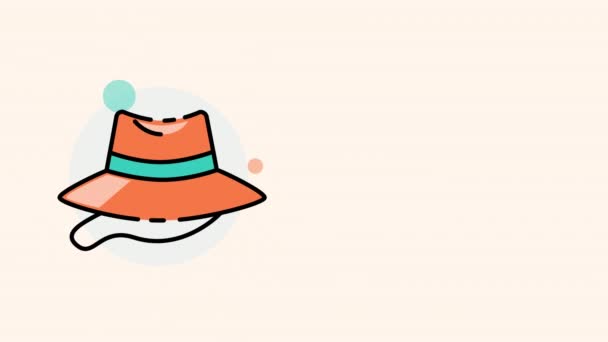4k video de dibujos animados sombrero naranja sobre fondo blanco. — Vídeos de Stock