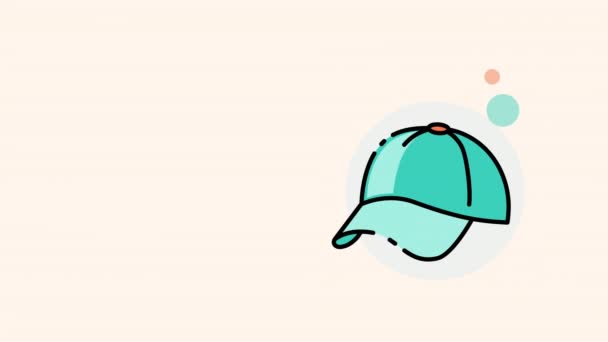 4k βίντεο από καρτούν μπλε καπέλο του μπέιζμπολ. — Αρχείο Βίντεο