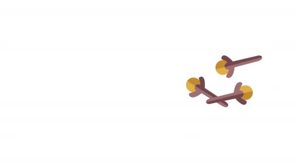 4kビデオの漫画3 carnations上の白の背景. — ストック動画