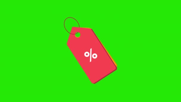 4k vídeo of cartoon shopping keychain on green background. — Vídeo de Stock