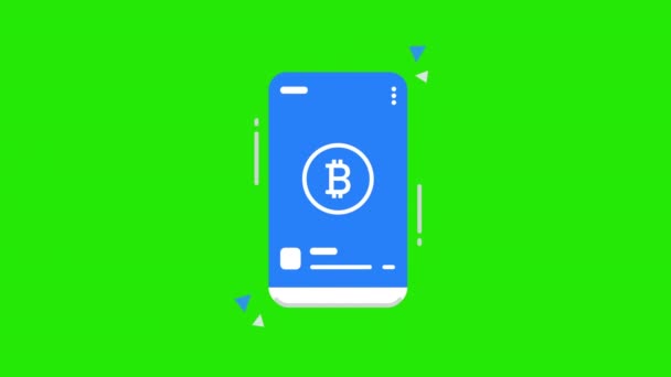 4k video modré obrazovky se symbolem bitcoinu. — Stock video