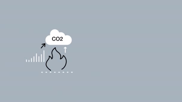 4k video de dibujo animado de la creación de CO2. — Vídeo de stock