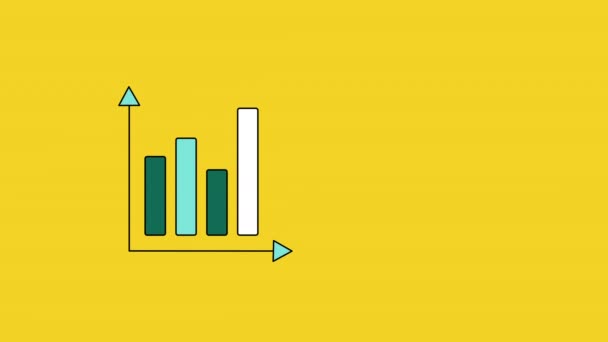 4k video di diagramma di linea su sfondo giallo. — Video Stock