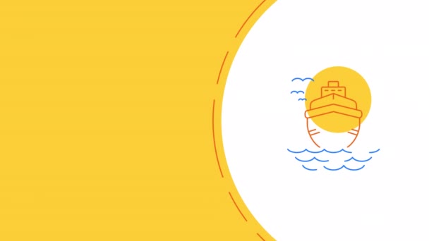 4k video de dibujos animados diseño de boceto de barco. — Vídeo de stock