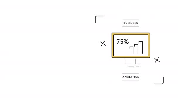 4k video van business analytics pictogram op witte achtergrond. — Stockvideo