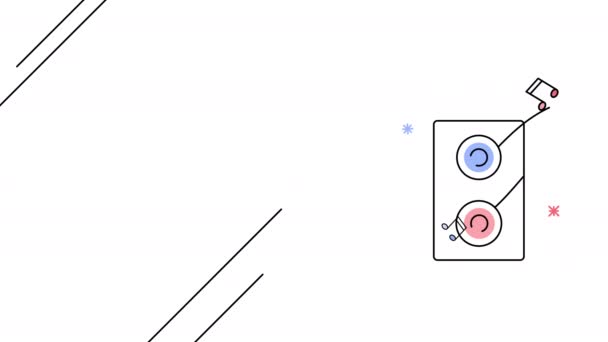 Vidéo 4k de doodle haut-parleur sur fond blanc. — Video