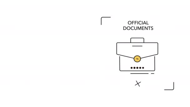 4k Video der offiziellen Dokumentenskizze auf weißem Hintergrund. — Stockvideo