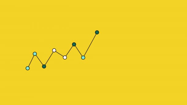 4k video de diagrama de línea sobre fondo amarillo. — Vídeo de stock