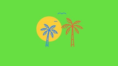 Çizgi film 2 palmiye ağacı tasarımı 4k video.