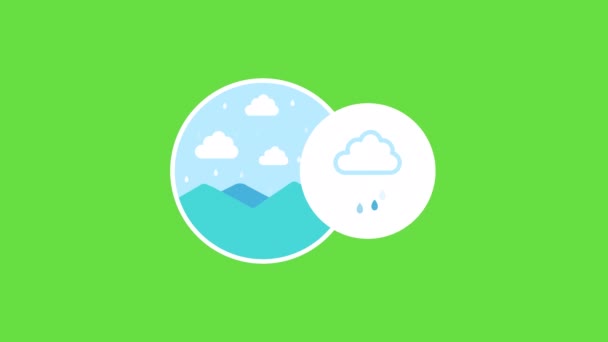 4k video di cartoni animati previsioni meteo icone. — Video Stock