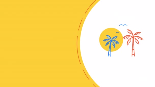 4k vídeo de desenho animado duas palmeiras design. — Vídeo de Stock
