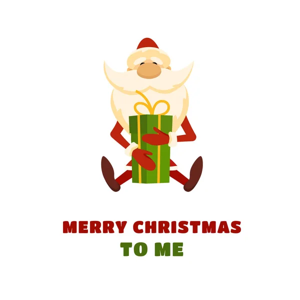 Illustration vectorielle du Père Noël dessin animé tenant une boîte cadeau. — Image vectorielle