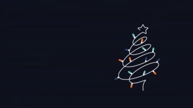 Çizgi film Noel ağacı çelengi ve yıldızının 4k videosu.