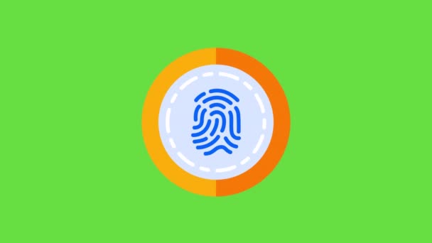 4k video of cartoon design for fingerprint security. — Vídeo de Stock