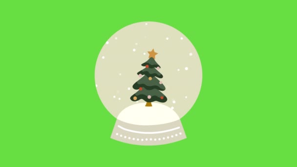 4k video of cartoon Christmas tree on green background. — стоковое видео