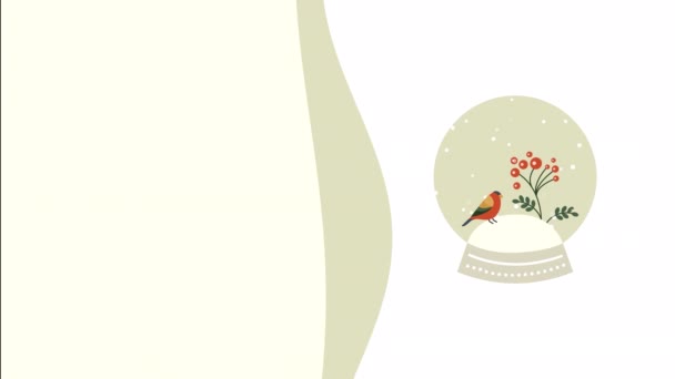 Vidéo 4k de dessin animé bullfinch et guelder rose. — Video